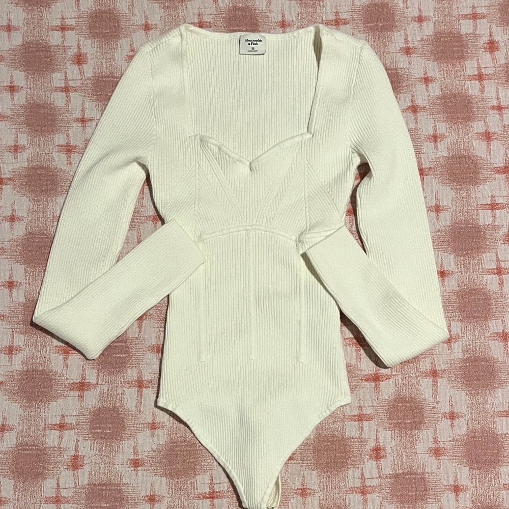 Abercrombie & Fitch Cream Ribbed Bodysuit